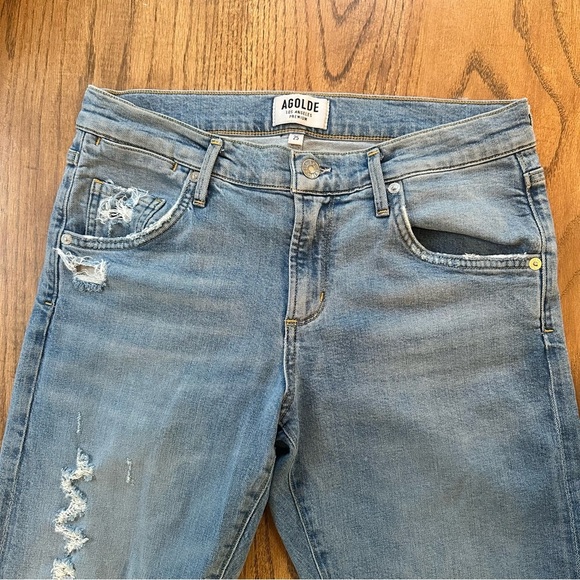 AGOLDE Isabel Slim Fit Boyfriend Dreamer Jeans Distressed Denim Size 25 - Picture 2 of 14